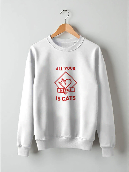 Заказать свитшот в Москве. Свитшот унисекс хлопковый All your needs is cats от catification - готовые дизайны и нанесение принтов.