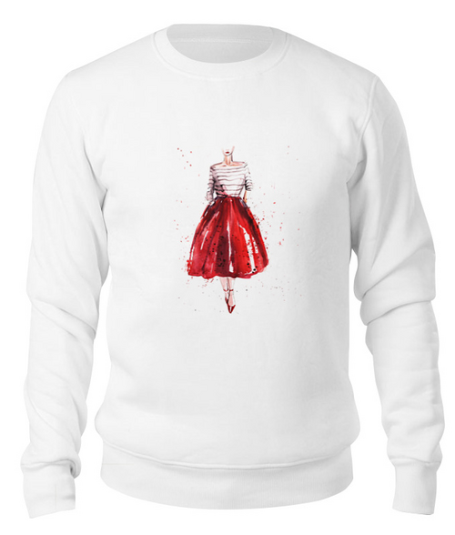 Заказать свитшот в Москве. Свитшот унисекс хлопковый Red skirt, red lips от Анна Терешина - готовые дизайны и нанесение принтов.