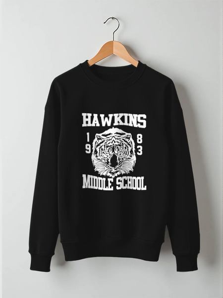 Заказать свитшот в Москве. Свитшот унисекс хлопковый Hawkins middle school от zamza - готовые дизайны и нанесение принтов.