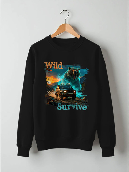 Заказать свитшот в Москве. Свитшот унисекс хлопковый Wild Survive Дух Тайги Тотем Медведя от Рина Феникс - готовые дизайны и нанесение принтов.