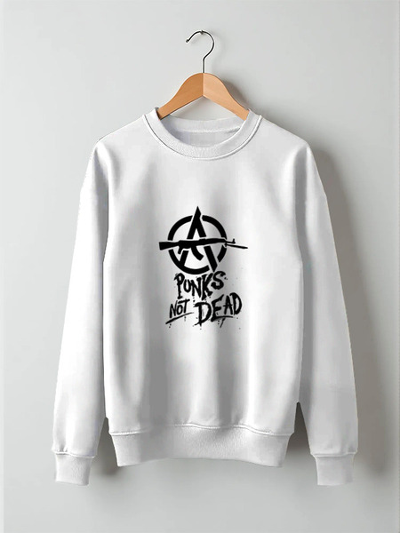 Заказать свитшот в Москве. Свитшот унисекс хлопковый Punks Not Dead от Leichenwagen - готовые дизайны и нанесение принтов.
