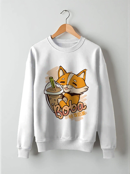 Заказать свитшот в Москве. Свитшот унисекс хлопковый Corgi Boba от Павел Павел - готовые дизайны и нанесение принтов.