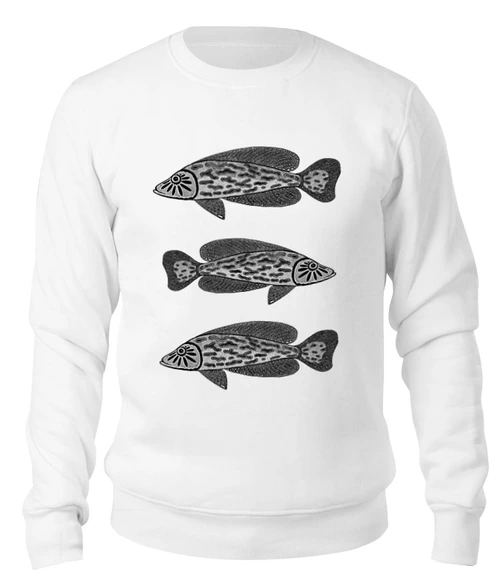 Заказать свитшот в Москве. Свитшот унисекс хлопковый Три рыбы от Alexey Evsyunin - готовые дизайны и нанесение принтов.