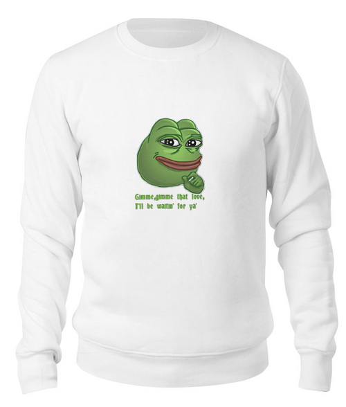 Заказать свитшот в Москве. Свитшот унисекс хлопковый Pepe the frog Whant some love от Ильяс Муртазаев - готовые дизайны и нанесение принтов.