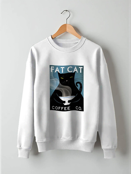 Заказать свитшот в Москве. Свитшот унисекс хлопковый Fat Cat от Pinky-Winky - готовые дизайны и нанесение принтов.