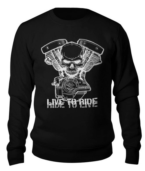 Заказать свитшот в Москве. Свитшот унисекс хлопковый live to ride ride to live от johnnacraft - готовые дизайны и нанесение принтов.