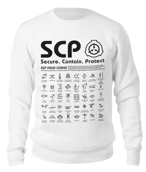 Заказать свитшот в Москве. Свитшот унисекс хлопковый SCP Foundation от geekbox - готовые дизайны и нанесение принтов.