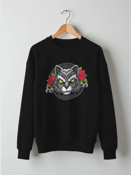 Заказать свитшот в Москве. Свитшот унисекс хлопковый ☘Cat&Roses☘ от balden - готовые дизайны и нанесение принтов.