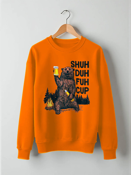 Заказать свитшот в Москве. Свитшот унисекс хлопковый Shuh Duh Fuh Cup Bear Drinking Beer Camping от balden - готовые дизайны и нанесение принтов.