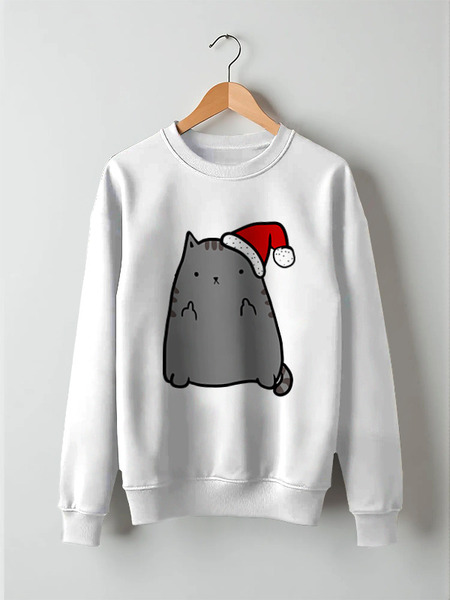 Заказать свитшот в Москве. Свитшот унисекс хлопковый New Year Cat от skynatural - готовые дизайны и нанесение принтов.