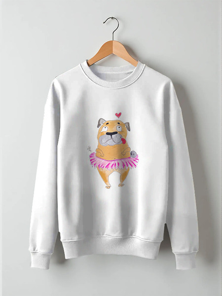 Заказать свитшот в Москве. Свитшот унисекс хлопковый Мопс в юбке от galkagalka - готовые дизайны и нанесение принтов.