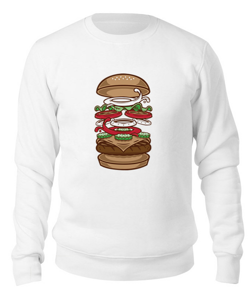 Заказать свитшот в Москве. Свитшот унисекс хлопковый BURGER/БУРГЕР от crash - готовые дизайны и нанесение принтов.