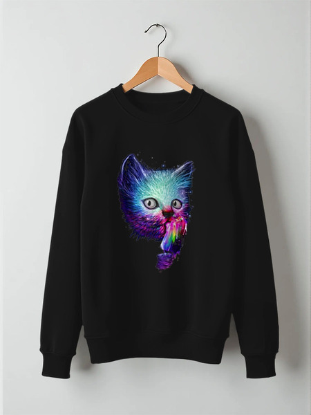 Заказать свитшот в Москве. Свитшот унисекс хлопковый Swag cat от Sergio Happy - готовые дизайны и нанесение принтов.