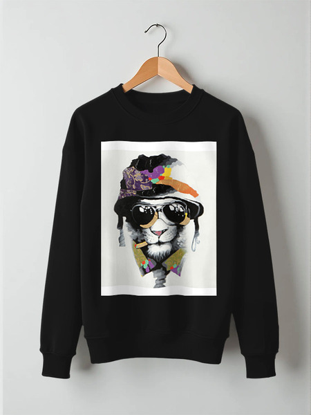 Заказать свитшот в Москве. Свитшот унисекс хлопковый Кот в каске от petuhovadp3@gmail.com - готовые дизайны и нанесение принтов.
