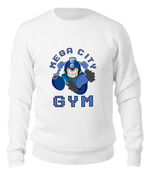 Заказать свитшот в Москве. Свитшот унисекс хлопковый Mega Man Gym от madw - готовые дизайны и нанесение принтов.