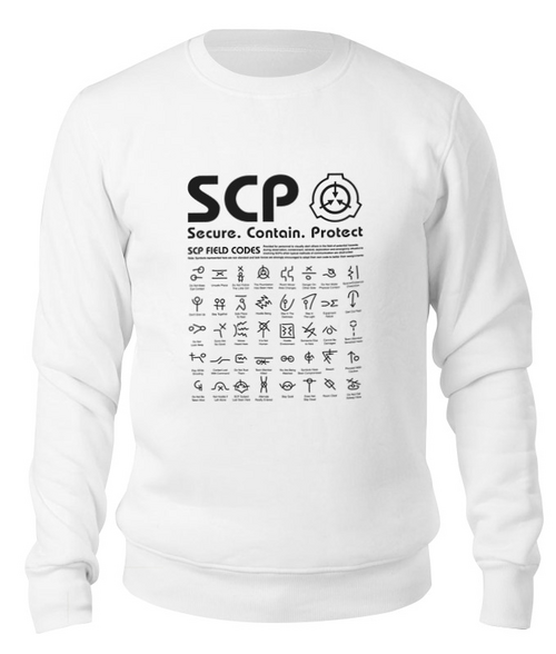 Заказать свитшот в Москве. Свитшот унисекс хлопковый SCP Foundation от geekbox - готовые дизайны и нанесение принтов.