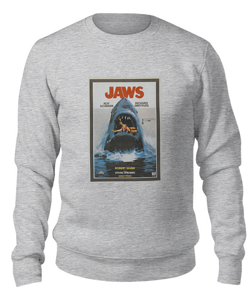 Заказать свитшот в Москве. Свитшот унисекс хлопковый Jaws / Челюсти от KinoArt - готовые дизайны и нанесение принтов.