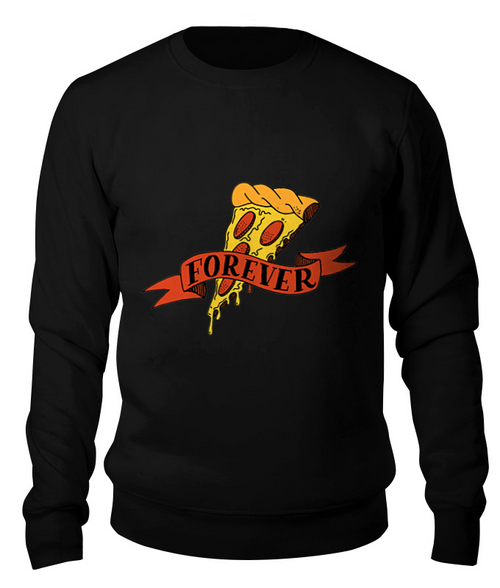 Заказать свитшот в Москве. Свитшот унисекс хлопковый Pizza forever от zen4@bk.ru - готовые дизайны и нанесение принтов.