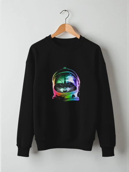 Заказать свитшот в Москве. Свитшот унисекс хлопковый Енот Космонавт от printik - готовые дизайны и нанесение принтов.