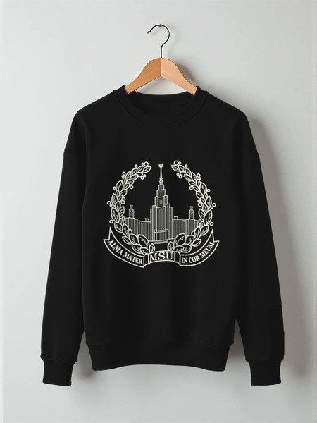 Заказать свитшот в Москве. Свитшот унисекс хлопковый Толстовка Alma Mater Black от AR Print - готовые дизайны и нанесение принтов.