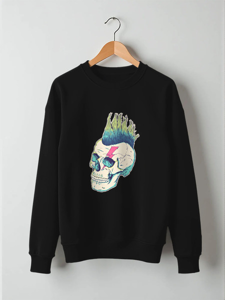Заказать свитшот в Москве. Свитшот унисекс хлопковый Череп Панка от skull - готовые дизайны и нанесение принтов.