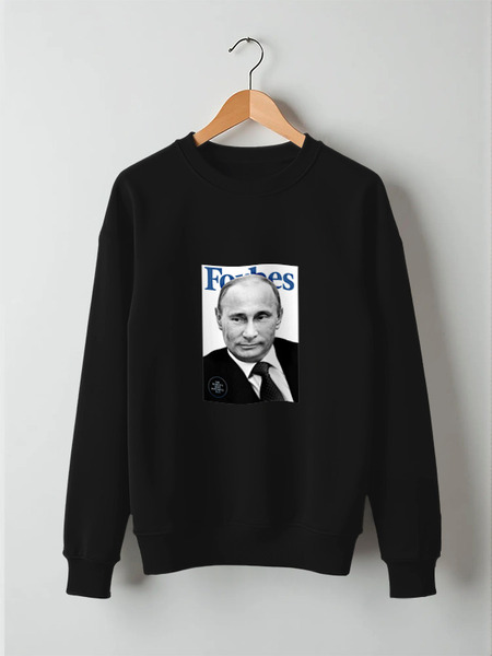 Заказать свитшот в Москве. Свитшот унисекс хлопковый Putin Forbes от Design Ministry - готовые дизайны и нанесение принтов.