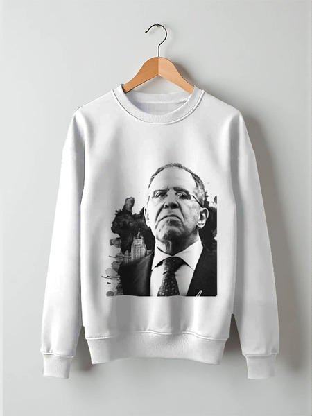 Заказать свитшот в Москве. Свитшот унисекс хлопковый Mr. Lavrov we love от Design Ministry - готовые дизайны и нанесение принтов.