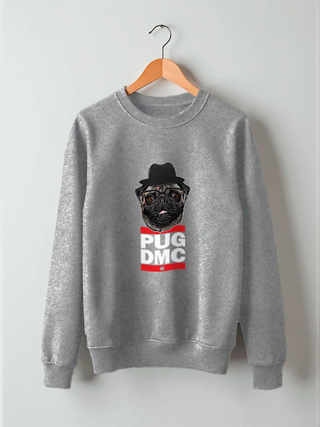Заказать свитшот в Москве. Свитшот унисекс хлопковый Pug x Run Dmc от coolmag - готовые дизайны и нанесение принтов.