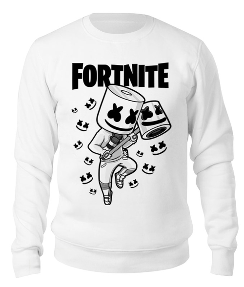 Заказать свитшот в Москве. Свитшот унисекс хлопковый Fortnite, Marshmello от geekbox - готовые дизайны и нанесение принтов.