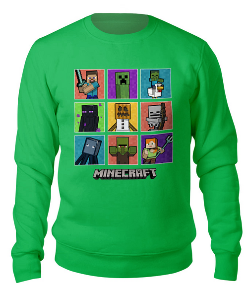 Заказать свитшот в Москве. Свитшот унисекс хлопковый Майнкрафт от PrintGamer  - готовые дизайны и нанесение принтов.