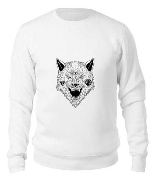Заказать свитшот в Москве. Свитшот унисекс хлопковый Серый волк от YellowCloverShop - готовые дизайны и нанесение принтов.