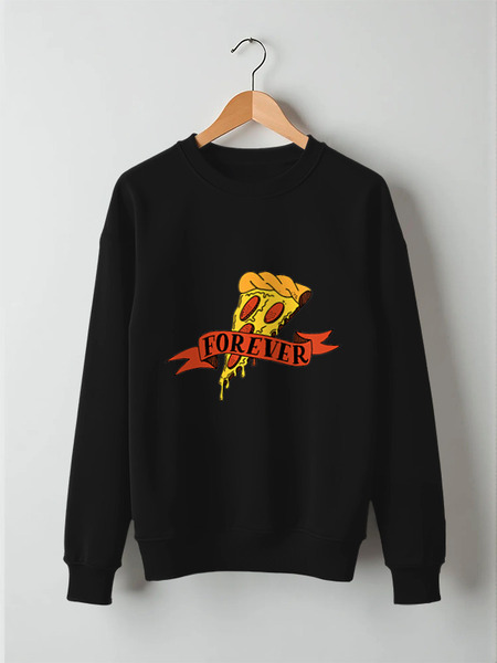 Заказать свитшот в Москве. Свитшот унисекс хлопковый Pizza forever от zen4@bk.ru - готовые дизайны и нанесение принтов.