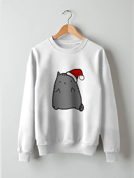 Заказать свитшот в Москве. Свитшот унисекс хлопковый New Year Cat от skynatural - готовые дизайны и нанесение принтов.