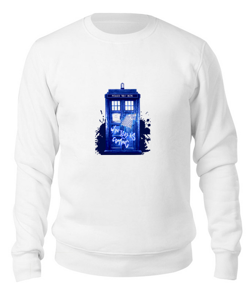 Заказать свитшот в Москве. Свитшот унисекс хлопковый Tardis is Coming от coolmag - готовые дизайны и нанесение принтов.