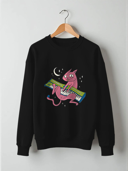 Заказать свитшот в Москве. Свитшот унисекс хлопковый Synth Cat от Павел Павел - готовые дизайны и нанесение принтов.