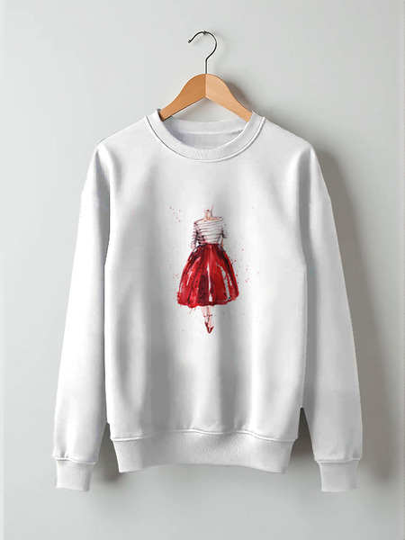 Заказать свитшот в Москве. Свитшот унисекс хлопковый Red skirt, red lips от Анна Терешина - готовые дизайны и нанесение принтов.