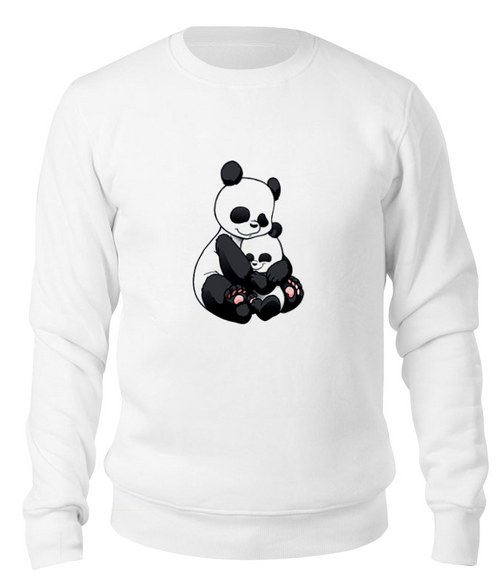 Заказать свитшот в Москве. Свитшот унисекс хлопковый Панда с малышом  от ПРИНТЫ ПЕЧАТЬ  - готовые дизайны и нанесение принтов.