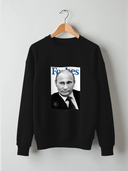 Заказать свитшот в Москве. Свитшот унисекс хлопковый Putin Forbes от Design Ministry - готовые дизайны и нанесение принтов.