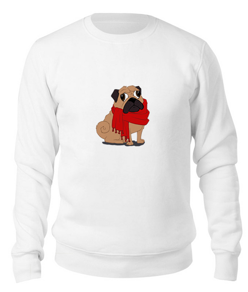 Заказать свитшот в Москве. Свитшот унисекс хлопковый Мопс (Pug) от fanart - готовые дизайны и нанесение принтов.