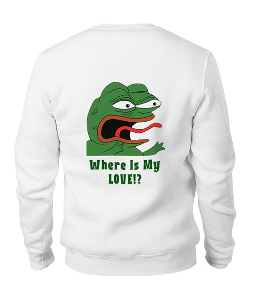 Заказать свитшот в Москве. Свитшот унисекс хлопковый Pepe the frog Whant some love от Ильяс Муртазаев - готовые дизайны и нанесение принтов.