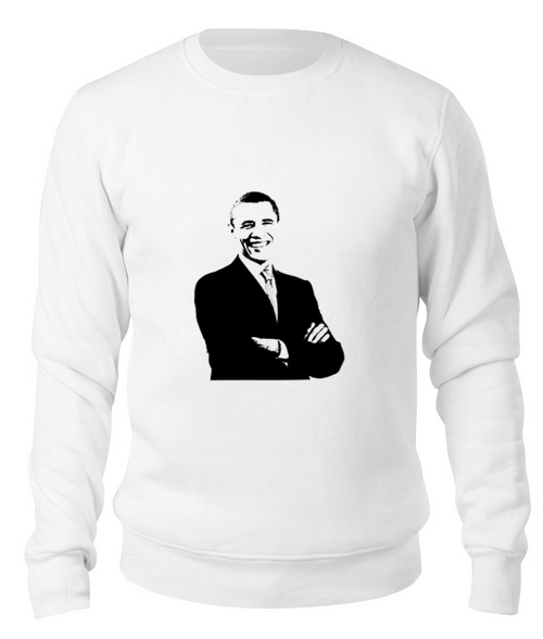 Заказать свитшот в Москве. Свитшот унисекс хлопковый Обама от Vinli.shop  - готовые дизайны и нанесение принтов.