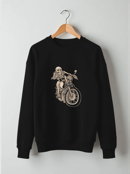 Заказать свитшот в Москве. Свитшот унисекс хлопковый Skeleton Biker от Leichenwagen - готовые дизайны и нанесение принтов.
