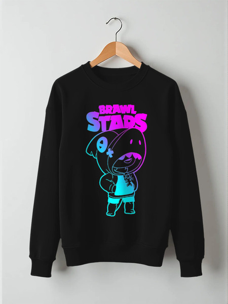 Заказать свитшот в Москве. Свитшот унисекс хлопковый Brawl Stars LEON SHARK от vista12761@rambler.ru - готовые дизайны и нанесение принтов.