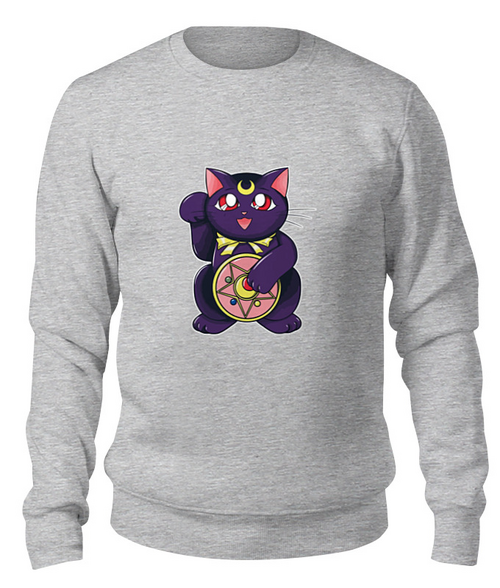 Заказать свитшот в Москве. Свитшот унисекс хлопковый Манэки-Нэко (Кот Счастья) от trugift - готовые дизайны и нанесение принтов.