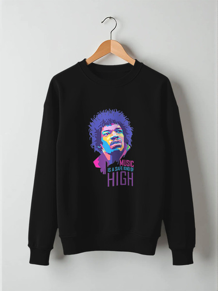 Заказать свитшот в Москве. Свитшот унисекс хлопковый Джими Хендрикс от geekbox - готовые дизайны и нанесение принтов.