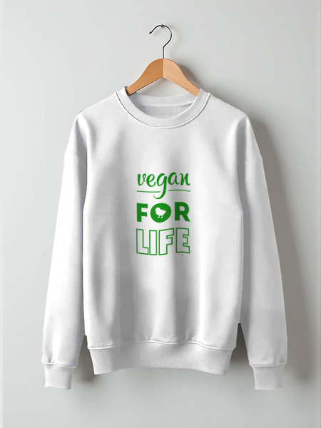 Заказать свитшот в Москве. Свитшот унисекс хлопковый Vegan for life от catification - готовые дизайны и нанесение принтов.