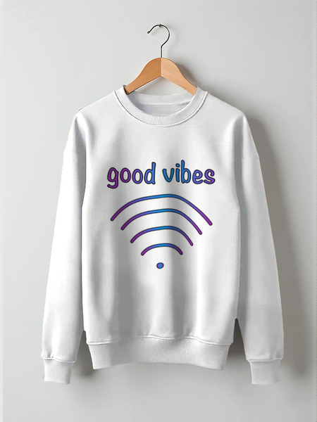 Заказать свитшот в Москве. Свитшот унисекс хлопковый good vibes  от Iris  - готовые дизайны и нанесение принтов.