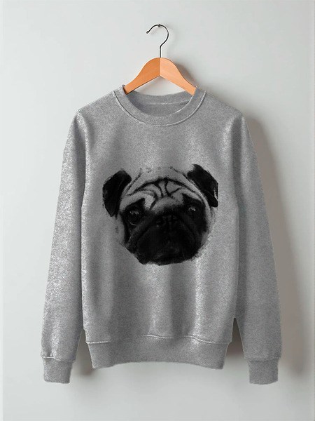 Заказать свитшот в Москве. Свитшот унисекс хлопковый Pug Fan Print от gulen - готовые дизайны и нанесение принтов.