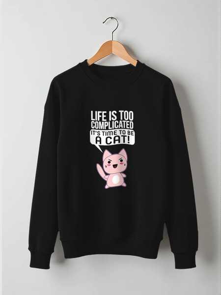 Заказать свитшот в Москве. Свитшот унисекс хлопковый Life Cat от coolmag - готовые дизайны и нанесение принтов.