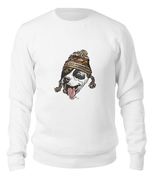 Заказать свитшот в Москве. Свитшот унисекс хлопковый Собака в шапке от printik - готовые дизайны и нанесение принтов.
